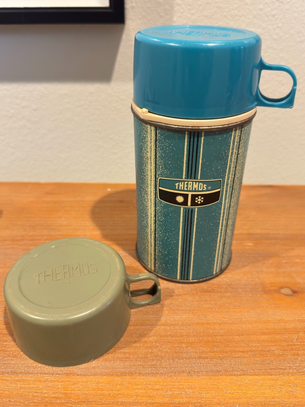Iconic Vintage 60’s MCM Metal Retro Thermos with 2 Drinking Cups